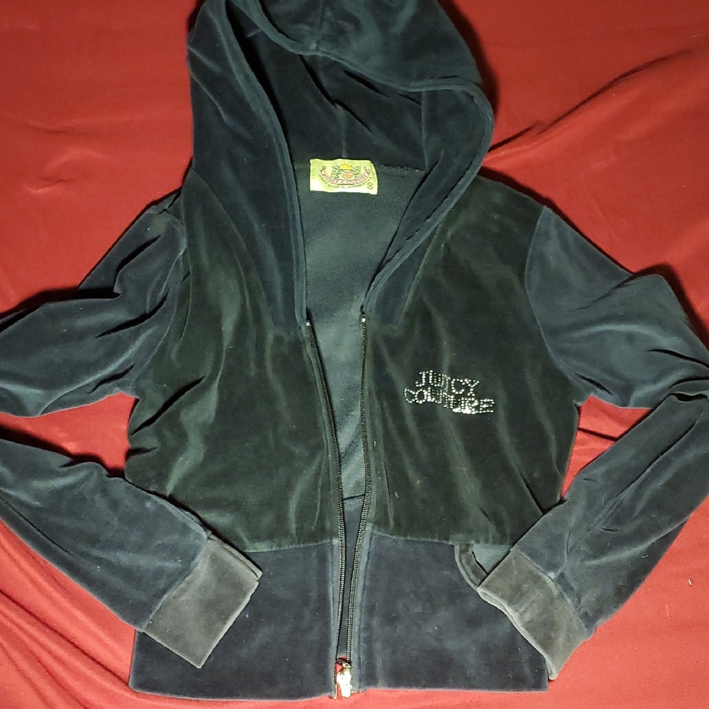 Juicy Couture Dark Velour Zip-Up Jacket